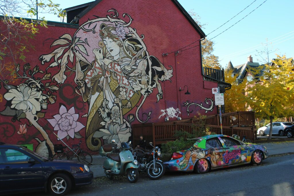 Mural on the side of a building in Toronto's Kensington Market